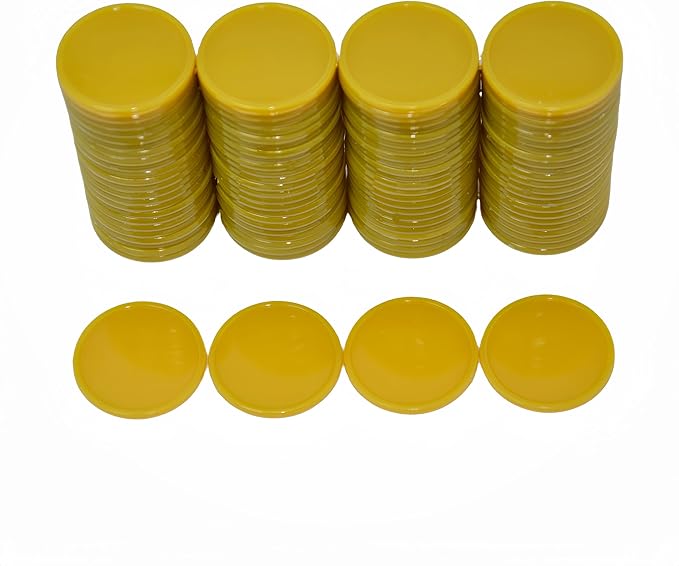Smartdealspro Set of 100 25MM/1 Inch Opaque Plastic Learning Counting Counters Poker Chips (Golden)