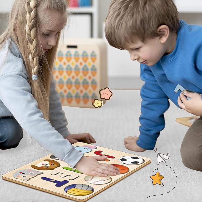 Name Puzzle for Kids Personalized, Montessori Educational Toys, Customized Wooden Puzzles for Toddlers 1-3, 1st Birthday Gift for Boys and Girls, Easter Basket Stuffer