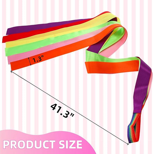 12 Pieces Rainbow Dance Ribbons, Colorful Dancing Rhythm Streamers, Hand Held Gymnastics Ribbons for Gym, Training, Artistic Dancing, Birthday Party Gift Decoration