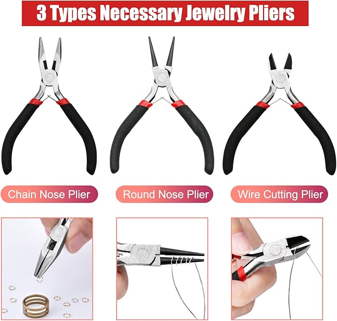 LYFJXX Jewelry Making Supplies Kit with Jewelry Pliers, Jewelry Wires and Jewelry Findings for DIY
