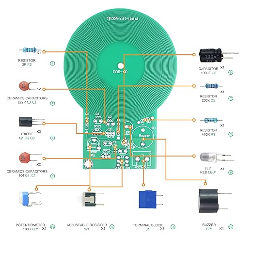 Soldering Practice Kit DIY Metal Detector Plug-in Circuit Kit Learn Soldering Kit for DIYers Learning Electronics (05YTCQ3)