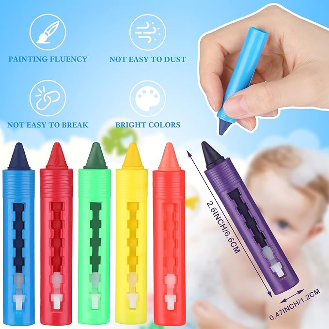 Epakh 24 Pieces Washable Crayons for Toddlers and Kids Easy Clean Colorful Crayons Shower Markers Toys Paint Art Supplies