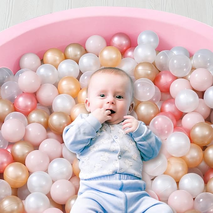 Ball Pit Balls Pack of 100 200 500 - Star and Round Set BPA Free Phthalate Free Non-Toxic Crush Proof Play Balls Soft Plastic Balls for Toddlers Baby Kids Birthday Pool Tent Party