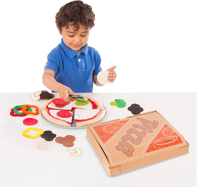 Melissa & Doug Felt Food Mix And Match Pizza Play Food Set - 42 Pieces Felt Pizza Play Set For Kids Kitchen, Pretend Toy For Toddlers And Kids Ages 2+