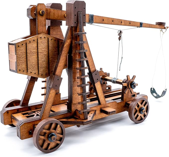 DIY 3D Wooden Puzzles for Adults Trebuchet Science Building Kit Model Catapult Engineering Kit Wood Assembly Gifts