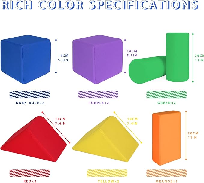 Toddler Foam Building Blocks, 4 Kinds of Shapes Colourful Stacking Block Sets for Kids, Soft Foam Building Blocks Throwing Toys