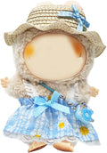 17cm Doll Clothes Set, Cute Girls Outfits and Straw Hat, 4 PCS Cute Hat & Blue Dress Set Stylish Outfits Exquisite Accessories