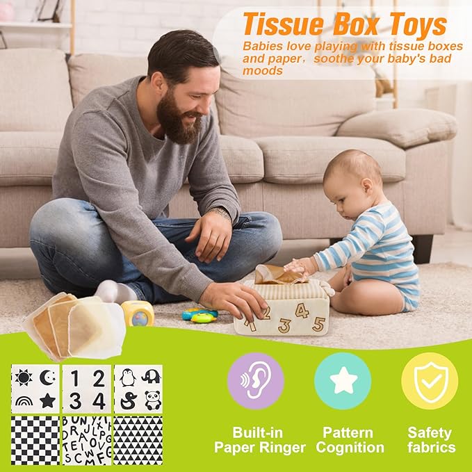 vocheer Stacking Toys for Babies 6-12 Months, 6 in 1 Montessori Toys 7-9 Months Brain Development, Infant Tummy Time Sensory Toy, Early Education Babies Toy Kit Gift