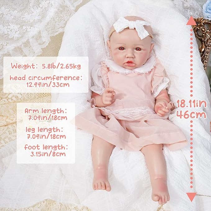 Reborn Baby Dolls Silicone Full Body 19.88in Weighted Real Life Open-Eyes Girl Dolls Lifelike Newborn Baby Soft Body Flexible Limbs Not Vinyl