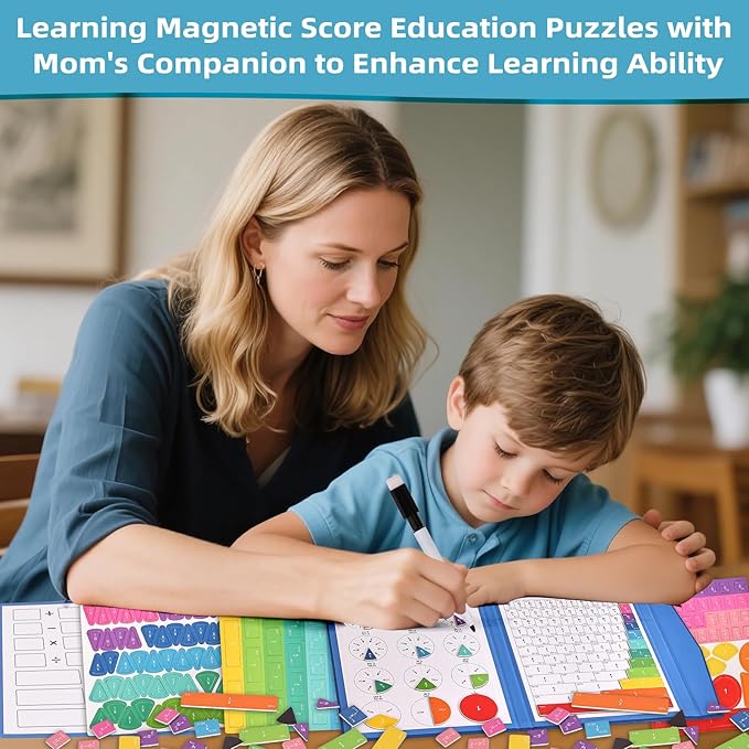 Magnetic Fraction Educational Puzzle,Magnetic Fraction Tiles & Fraction Circles,Montessori Fraction Manipulatives Learning Games for Kids,Fraction Manipulatives for Elementary School