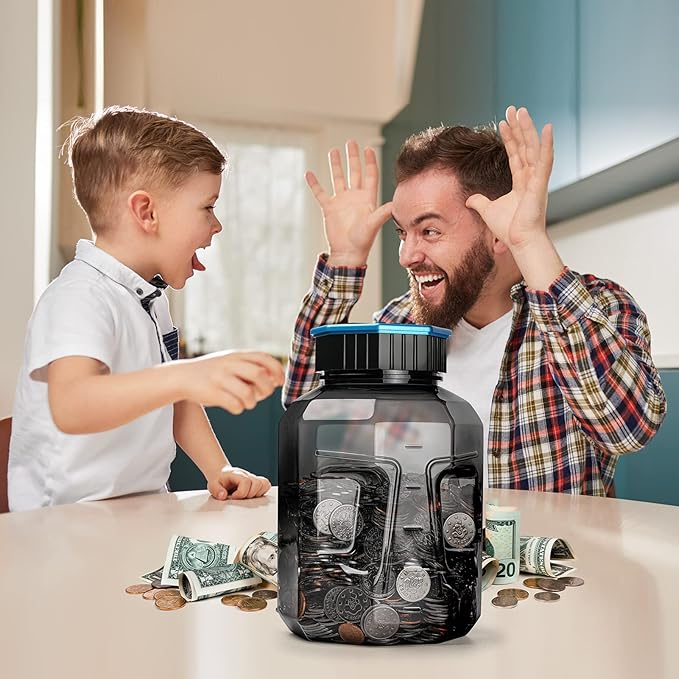 X-Large Piggy Bank for Adults Kids, Vcertcpl Digital Coin Counting Bank with LCD Counter, 2.4L Capacity, Great Coin Counter Bank Money Counting Jar with Total Amount Displayed (Gray2, X-Large)