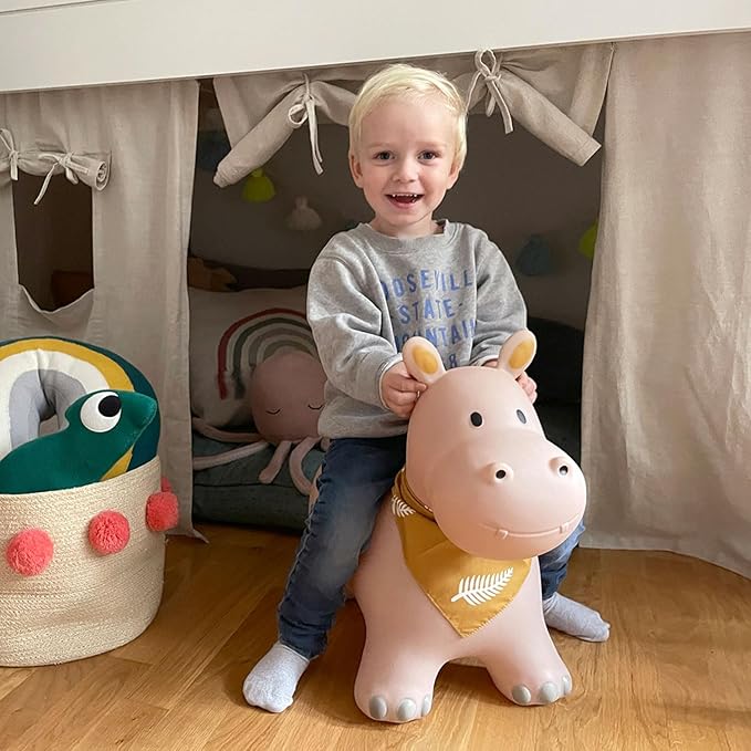 Kindsgut Bouncy Animal Hopper Hippo for Children, Designed in Germany, Playful and Modern Colors, air Pump Included, Indoors and Outdoors