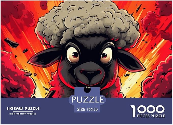 Sheep Thickened Wooden Jigsaw Puzzles 1000 Pieces 3D Animal for Adults Fun Home Decoration Education Game Toy Intellectual Game Stress Relief Challenge Educational 1000pcs (75x50cm)