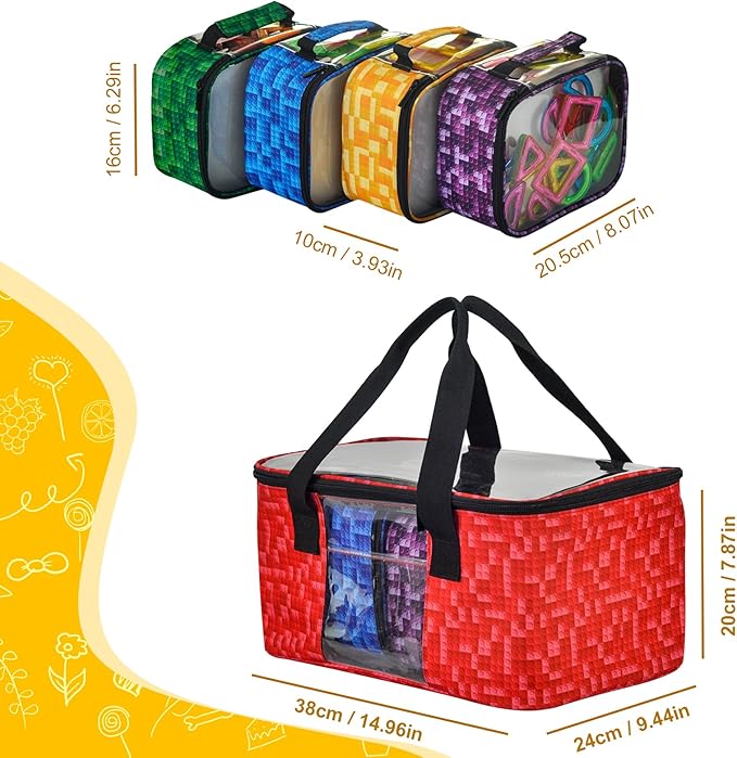 5-Pack Magnetic Tiles Storage Bags Set,Toy Organizer Case,Multifunction Portable Travel Magnetic Tile bag with Visible Top for Building Blocks,Lego Bricks,Puzzles,Toy Cars,Board Game