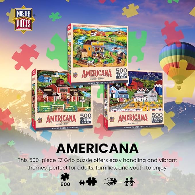 MasterPieces - 500 Piece Jigsaw Puzzle, Large EZ Grip Shapes, Labor Day, Fun for Adults, Seniors, Family, Kids, 19.25" x 26.75"
