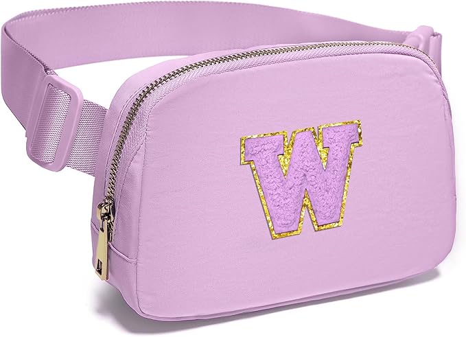 Gitus Gifts for 8 9 10 11 12 Year Old Girls Belt Bag Fanny Pack Crossbody Bags with Initial Letter Patch Cute Stuff Birthday Gifts for Teen Girls Women Personalized Trend Stuff (Lavender-W)