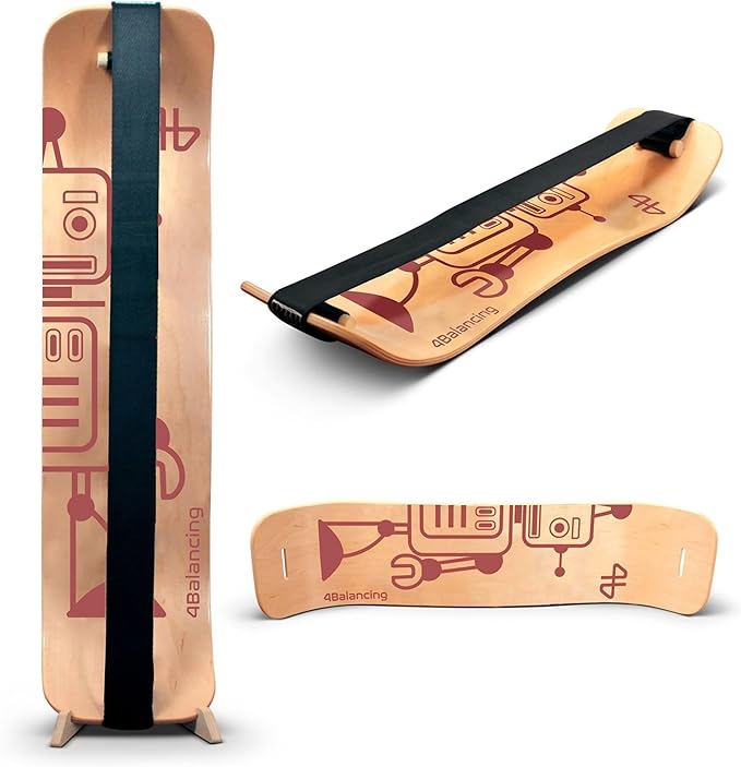 Balance Board for Kids - Slackline Wooden Wobble Board - Slackboard Balance Trainer for Coordination - Training for Skateboard, Snowboard, Football, Soccer, Baseball, Basketball