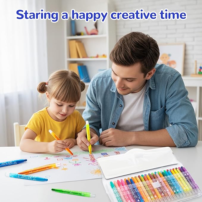 M&G 48 Pcs Twist Crayons 48 colors Twist Gel Crayons for Kids Toddlers,Non-Toxic Crayons Set for Toddlers Children Coloring, Ideal for Paper Gass