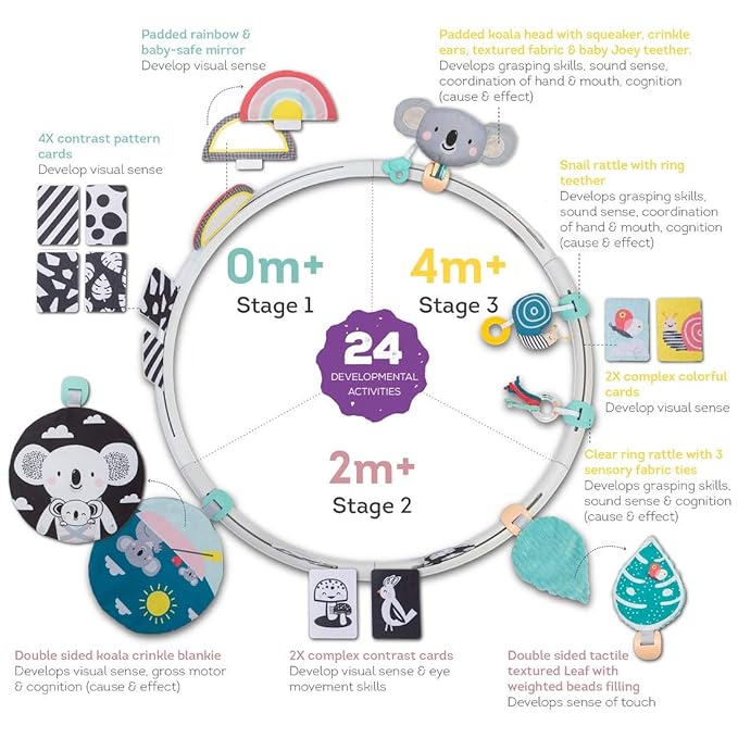 Taf Toys All Around Me Activity Hoop | Developmental Hoop, Prefect for Newborns and up, with 24 Developmental Activities. Designed to Promote Baby’s Senses, Motor Skills and Cognitive Development