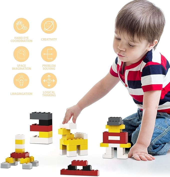 100 Piece Classic Building Blocks, Compatible with Lego Parts and Pieces (Tan, 12 Size, A0001)