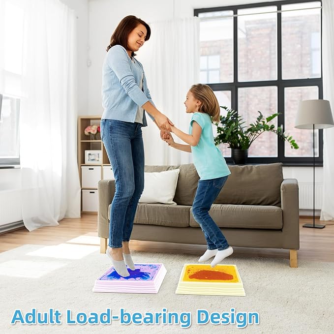 Art3d 12×12 Inch Sensory Interactive Yellow-Red Liquid Motion Tiles for Toddlers Kids & Adult - Touch Sensitive 7 Color Changing Flooring Tile for Home Décor, Indoor & Outdoor Activities, 1-Pack