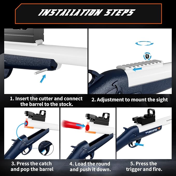 Toy Shotgun Shell Ejecting Toy Gun,Soft Bullets Gun, with 30 Bullets Perfect As a Birthday-Holiday for 8-12 Year Olds(Blue)