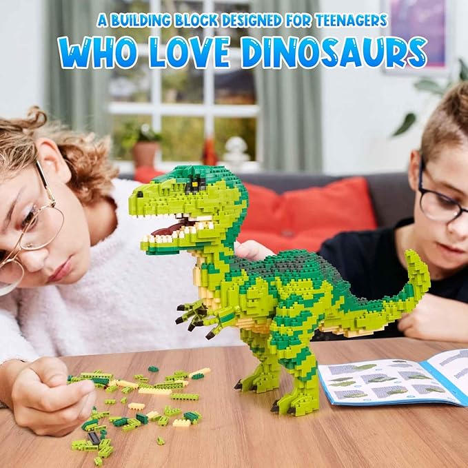 Jurassic Dinosaur Micro Building Blocks, 1457pcs Velociraptor Tyrannosaurus Rex DIY Mini Diamond Blocks Bricks Toy for Boys Age 8-12 14+ Teens Adults