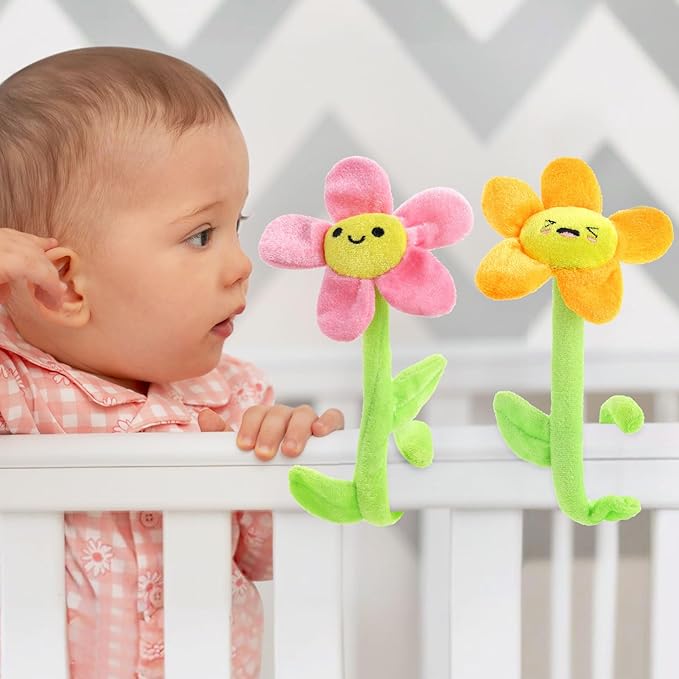 18 Pcs Plush Smile Flower Stuffed Bendable Stems Plush Bouquet Toy Soft Floral 12.6 Inch for Graduation 2025 Mother's Day Valentines Day Girl Girlfriend Wife Family and Friends(Cute Style)