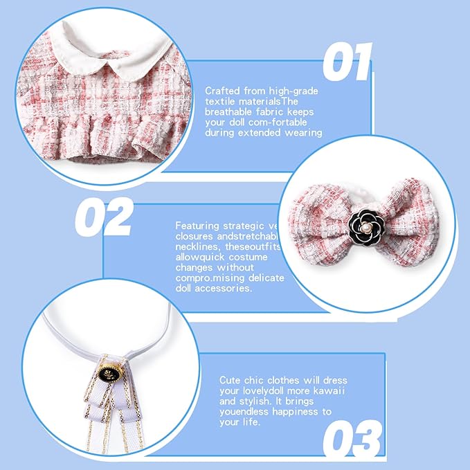17 cm Doll Clothes - 6.7 Inches Cute Dolls Dress - Accessories for Dolls Cloting, Luxury Chic Doll Cloting,Outfit Stylish Clothes,Gifts for Lovers (Style B)
