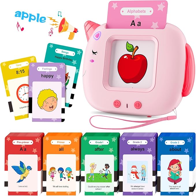 Talking Flash Cards for Toddlers Learning: Alphabet Learning Toys - Matching Spelling Games with 224 Sight Words - Montessori Toys for 3 4 5 6 Years Old Kids (Pink-336 Sight Words)