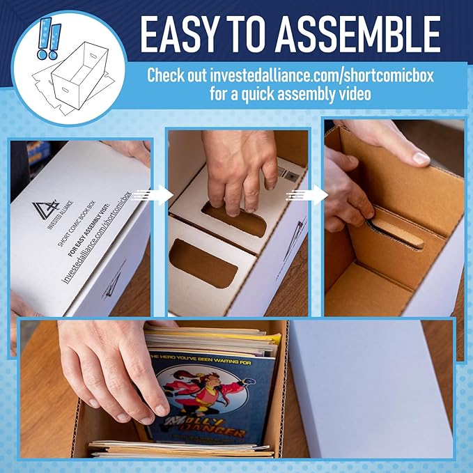 Premium Short Comic Book Storage Box (5 Pack - White). Thick Cardboard Comic Book Box/Cabinet. Comics Books Bin for 150-175 Collectibles. Comics Boxes Storage Case/Cabinet to Showcase Collectibles.