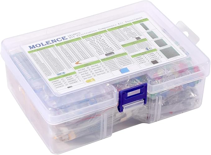 DIY Electronics Components Kit Assortment, Resistors 1818PCS, LED, Triode, Capacitors, Diodes, PCB, Potentiometer, Variable Resistance, Stabilivolt for Arduino UNO MEGA2560 Raspberry Pi MCU