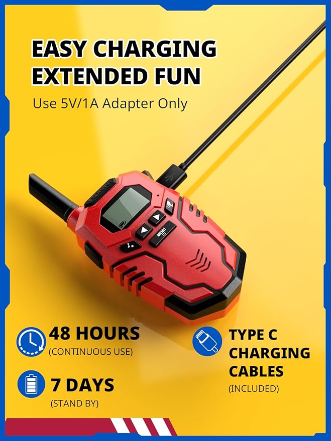 Walkie Talkies Toys for Kids Rechargeable, Long Range 2 Way Radio, Outdoor Beach Camping Road Trip Role Play Toys for 3 4 5 8-12 Year Old Boys Birthday Xmas Gift for Kids, 3 Pack