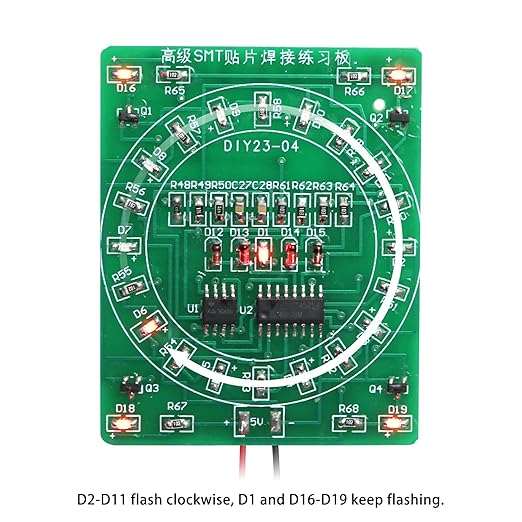 Soldering Practice Kit DIY Green PCB Circulate Flash Red LED SMD SMT Electronics Projects Soldering Kit Simple Welding Skills Learn Soldering Kit for Beginners (02G0402)