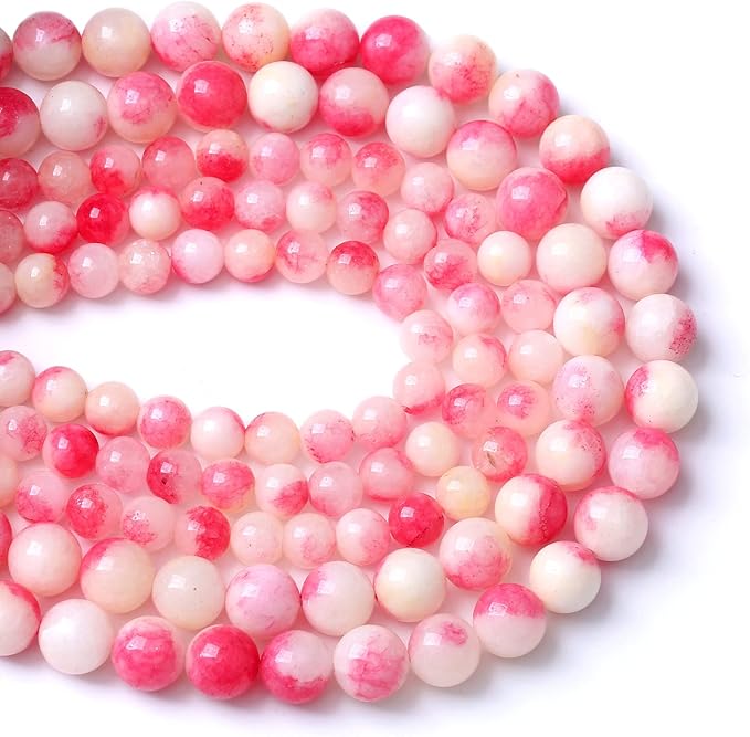 90PCS 8MM Pink Tourmaline Jade 2 Strands Stone Beads for Jewelry Making DIY Bracelet Necklace