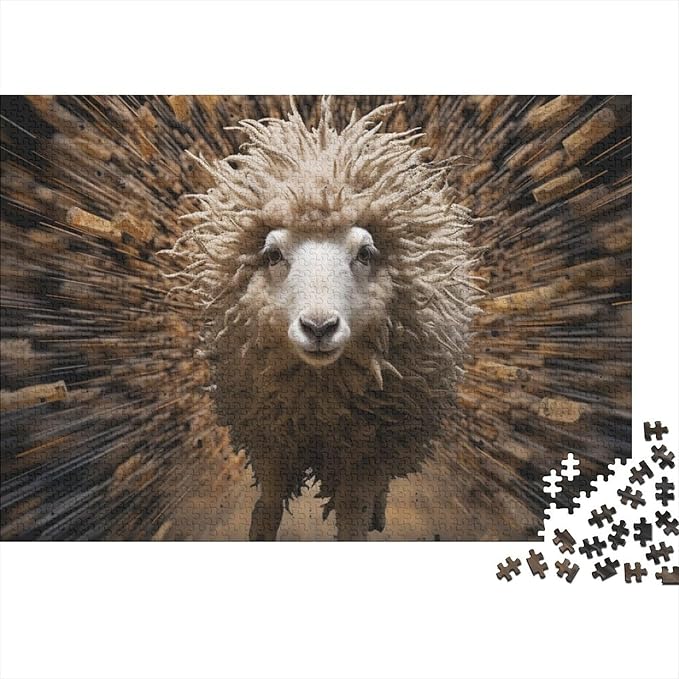 Sheep 500 Pieces 3D Animal Thickened Wooden Jigsaw Puzzles Adults Fun Toy Intellectual Game Home Decoration Education Game Stress Relief Toy Premium & Durable 500pcs (52x38cm)