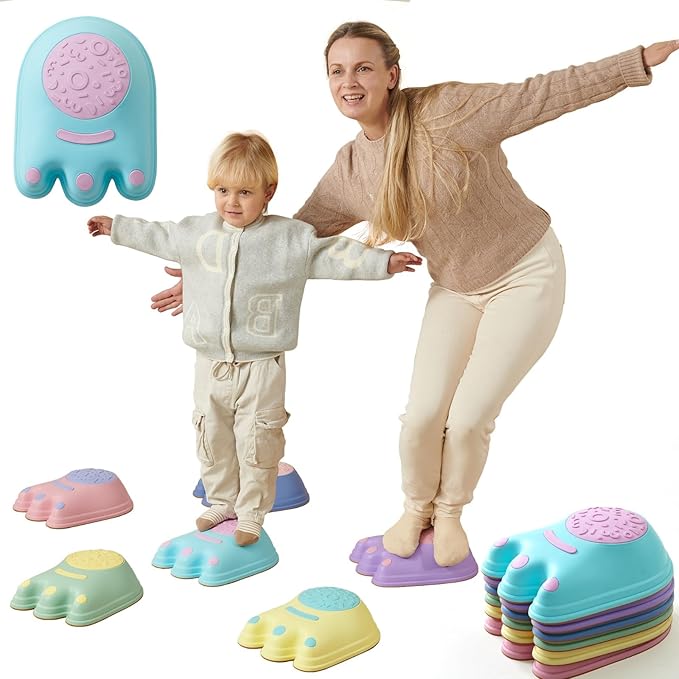 Stepping Stones – Indoor & Outdoor Obstacle Course Toys for Kids – Montessori Sensory & Motor Skill Development, Coordination & Active Play – Textured Educational Play Set