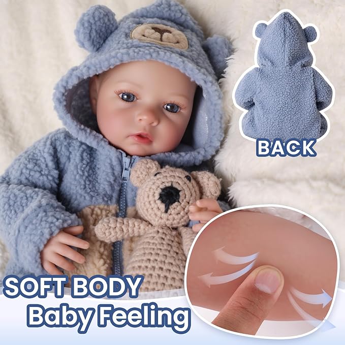 BABESIDE Realistic Reborn Baby Dolls Boy–18 Inch Lifelike Newborn Real Life Baby Dolls with Soft Weighted Cloth Body & Poseable Vinyl Limbs – Realistic Baby Doll with Toy & Gift Box for Kids Age 3 +