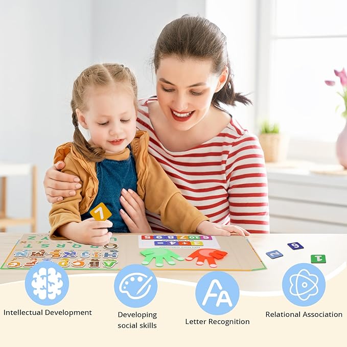2 in 1 Preschool Learning Toys, Educational Number Counting for Kids, Portable Animals Magnetic Alphabet Letters Learning Board, Homeschool Supplies for Math Manipulates and Learning Spelling.