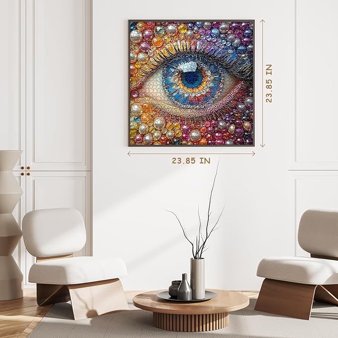 Impossible Puzzles for Adults1000 Pieces, Eye Colorful Gradient Crystal Diamond Abstract Art Themed, Hard Difficult Challenge Jigsaw Puzzle