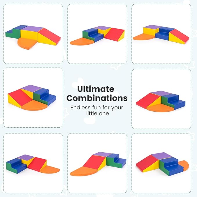 Costzon Climbing Toys for Toddlers, 4 Pieces Climb and Crawl Foam Kids Building Blocks for Children Development & Indoor Active Play, Soft Play Set for Newborn Infant Baby (Colorful)