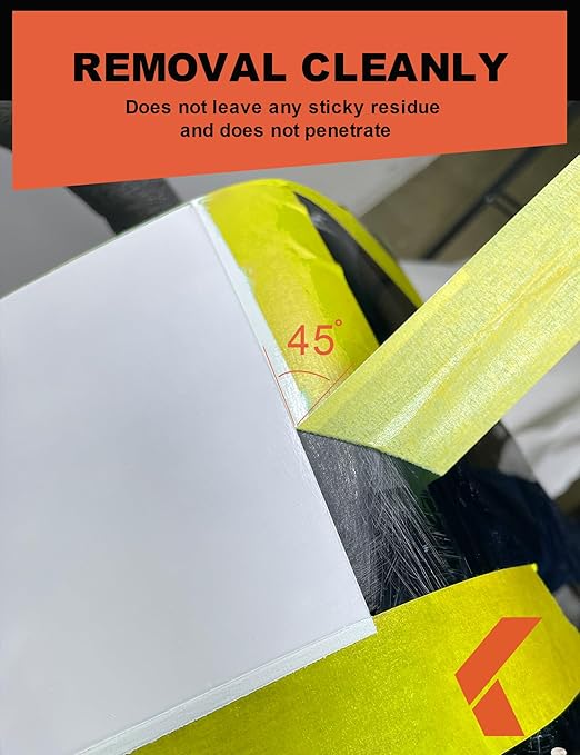 Painters Tape for Cars Vehicles Paint Tape Auto Body Yellow Masking Tape Heat Resistant Automotive Removable No Residue Painting Tape Bulk Set for Paint Booth, 0.94in-60 yards/6rolls