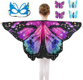 Butterfly Costume for Girls Fairy Wings Kids 4 Pcs(Cape,Skirts,Masks,Hair Clips) Butterfly Wings for Halloween Gifts
