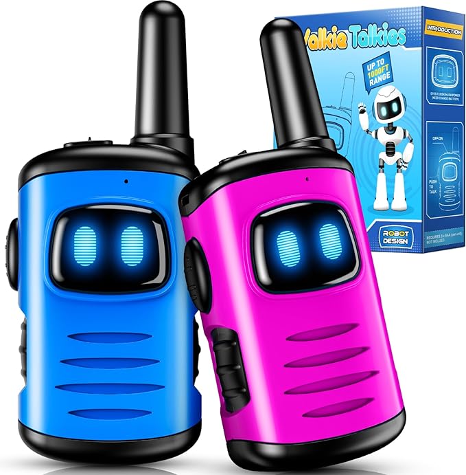 Toys for 3-8 Year Old Girls: comedyfun Mini Robots Walkies Talkies 2 Pack Christmas Birthday Gifts for 3 4 5 6 7 8 Year Old Girls Boys Stocking Stuffers Camping Hiking Toys Age 4 5 6 7 8 Girl Boy
