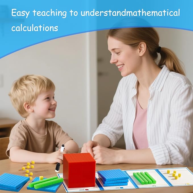 Base Ten Blocks for Math, Place Value Blocks, Base 10 Math Manipulatives for Kids, Plastic Math Cubes, Number Blocks, Math Counting Cubes for Kindergarten 1st-3rd Grade, 137 Pcs