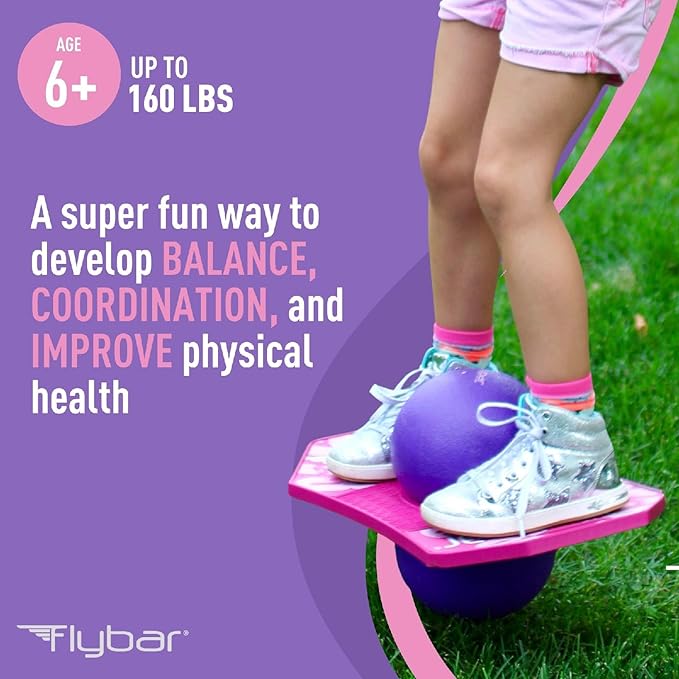Flybar Pogo Trick Ball for Kids – Balance Bounce Board with Anti-Slip Deck – Pump Included - Indoor & Outdoor Toys for Boys and Girls Fun Way to Reduce Screen Time Supports up to 160 lbs – Ages 6+