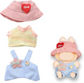 17cm Doll Clothes | Fashion Kawaii Chic Style Set for Dolls | 3-Piece Outfit with Colorful T-Shirt, Star Blue Romper & Pink Heart Hat (NO Doll)