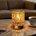 Battery Operated Table Lamps Timer, Mini Crystal Lamp for Area No Plug, Cordless Lamp with LED Bulb for Power Outage, Decorative Lamps for Tabletop/Corner/Entryway/Stairway/Bathroom/Fireplace (Amber)
