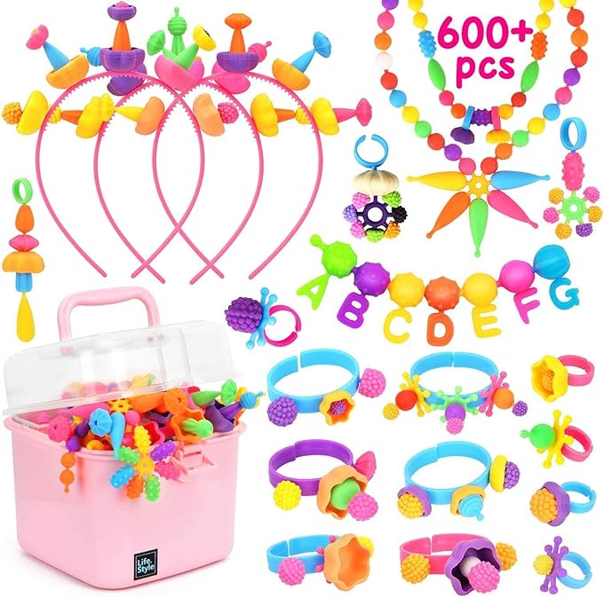 NIDOOT 550Pc+ Pop Beads Jewelry Making kit for Girls 4-6, Arts and Crafts for Kids Ages 4-8, Toys for 4 5 6 Years Old Girl Birthday Christmas Gifts Ideas, Bracelet Necklace Ring Snap Bead Set