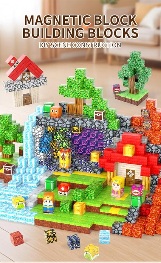 Magnetic Blocks, 200-Piece 0.8in Build Knight&Princess Magnet Game Set, Stacking Building Blocks Cubes Magnets for Kids, STEM Sensory Creative Toys Games for Toddler Boys & Girls 676